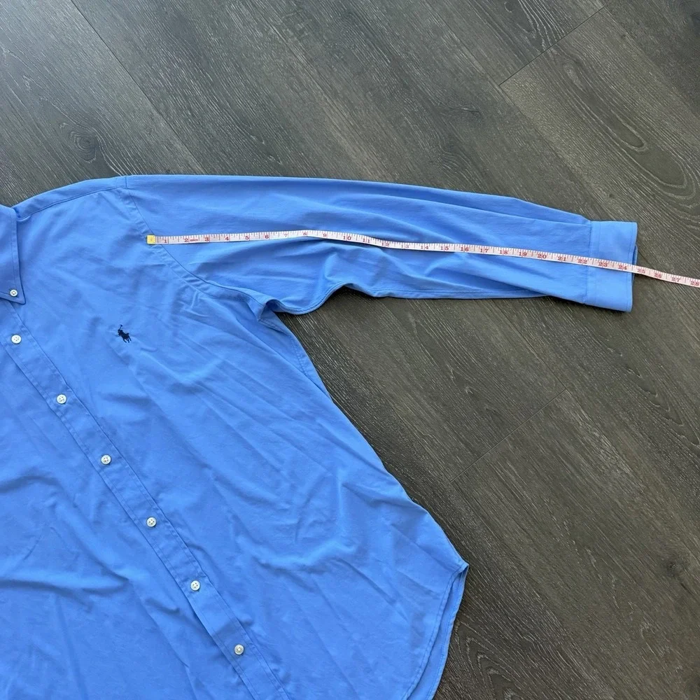 Polo Ralph Lauren Button Down Shirt Large Blue Classic Performance‎ Fit Preppy